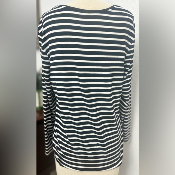Chico’s The Ultimate Tee Black and White Striped Women's Top - Picture 2 of 3